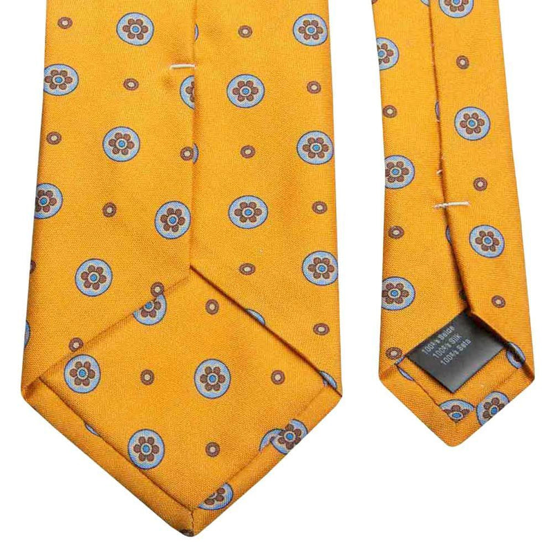 Gelbe Krawatte aus Shantung-Seide mit Blüten-Muster von BGENTS Rückseite