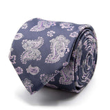 Graue Seiden-Jacquard Krawatte mit Paisley-Muster von BGENTS