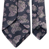 Graue Seiden-Jacquard Krawatte mit Paisley-Muster von BGENTS Rückseite