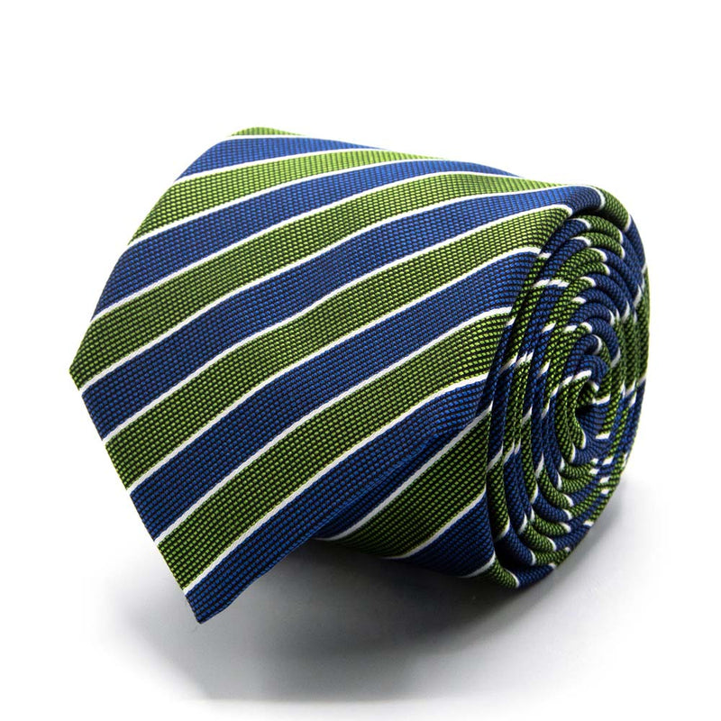 Grün/Blau Gestreifte Seiden-Jacquard Krawatte von BGENTS