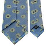 Hellblaue Seiden-Jacquard Krawatte mit mintgrünem Blüten-Muster von BGENTS Rückseite
