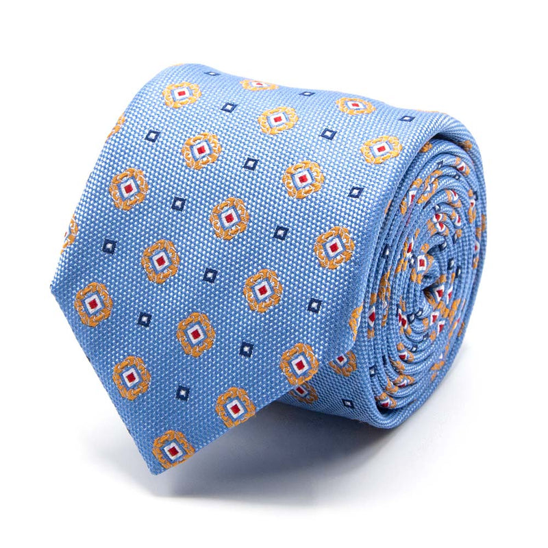 Hellblaue Seiden-Jacquard Krawatte mit geometrischem Muster von BGENTS