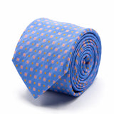 Hellblaue Seiden-Jacquard Krawatte mit Quadraten und Blüten von BGENTS