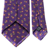 Lila Seiden-Jacquard Krawatte mit Blüten-Muster von BGENTS Rückseite