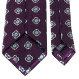 Lila Seiden-Jacquard Krawatte mit Blüten-Muster von BGENTS Rückseite