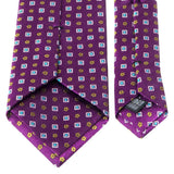 Lila Seiden-Jacquard Krawatte mit geometrischem Muster von BGENTS Rückseite