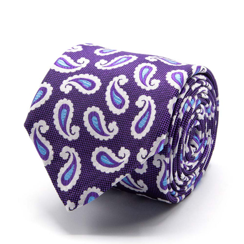 Lila Seiden-Jacquard Krawatte mit Paisley-Muster in Hellblau/Weiß von BGENTS