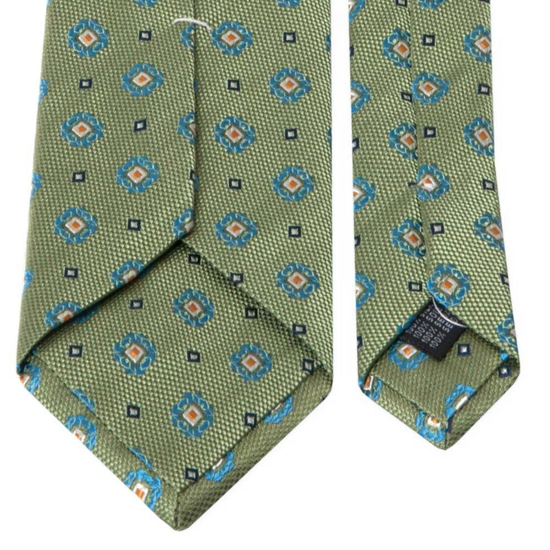 Mintgrüne Seiden-Jacquard Krawatte mit geometrischem Muster von BGENTS Rückseite