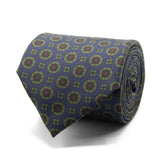 Blaue Saglia-Krawatte aus reiner Seide mit geometrischem Muster von BGENTS