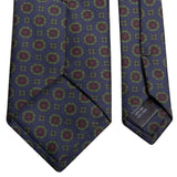 Blaue Saglia-Krawatte aus reiner Seide mit geometrischem Muster von BGENTS Rückseite