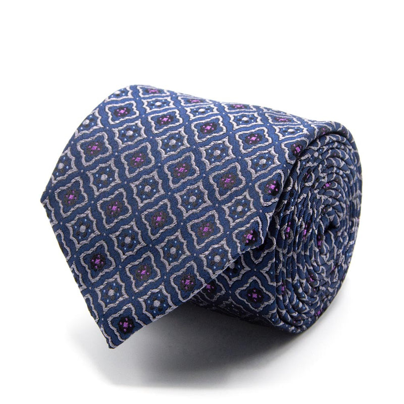 Seiden-Jacquard Krawatte in Blau mit geometrischem Muster von BGENTS
