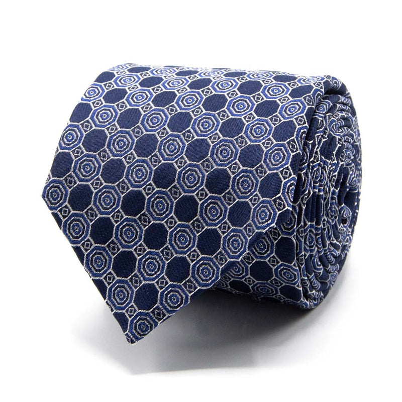 Seiden-Jacquard Krawatte in Blau mit geometrischem Muster in Blau von BGENTS