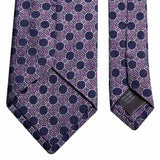 Seiden-Jacquard Krawatte in Blau mit geometrischem Muster in Lila von BGENTS Rückseite