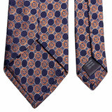 Seiden-Jacquard Krawatte in Blau mit geometrischem Muster in Orange von BGENTS Rückseite
