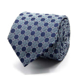 Seiden-Jacquard Krawatte in Blau mit geometrischem Muster in Petrol von BGENTS