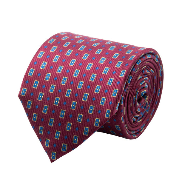 Twill-Krawatte aus reiner Seide in Bordeaux mit geometrischem Muster von BGENTS