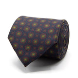 Dunkelblaue Saglia-Krawatte aus reiner Seide mit geometrischem Muster von BGENTS