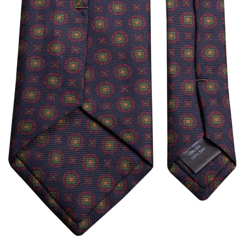 Dunkelblaue Saglia-Krawatte aus reiner Seide mit geometrischem Muster von BGENTS Rückseite