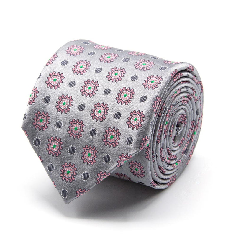 Graue Seiden-Jacquard Krawatte mit geometrischem Muster von BGENTS