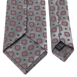 Graue Seiden-Jacquard Krawatte mit geometrischem Muster von BGENTS Rückseite