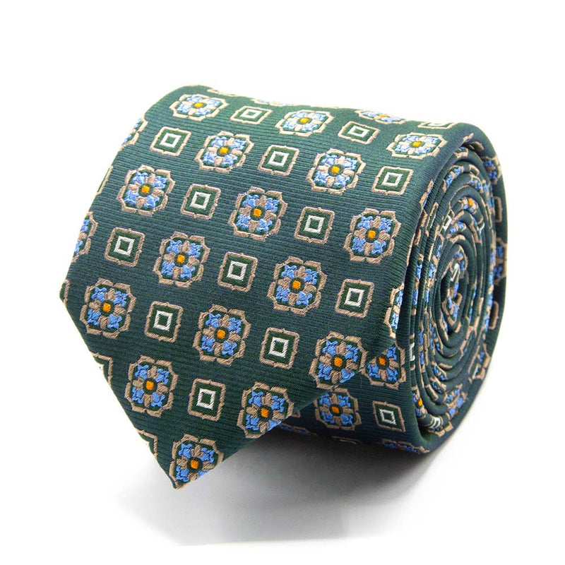 Grüne Seiden-Jacquard Krawatte mit geometrischem Muste von BGENTS