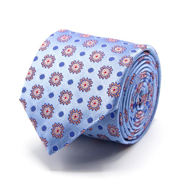 Hellblaue Seiden-Jacquard Krawatte mit geometrischem Muster von BGENTS