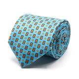 Hellblaue Twill-Krawatte aus reiner Seide mit geometrischem Muster von BGENTS