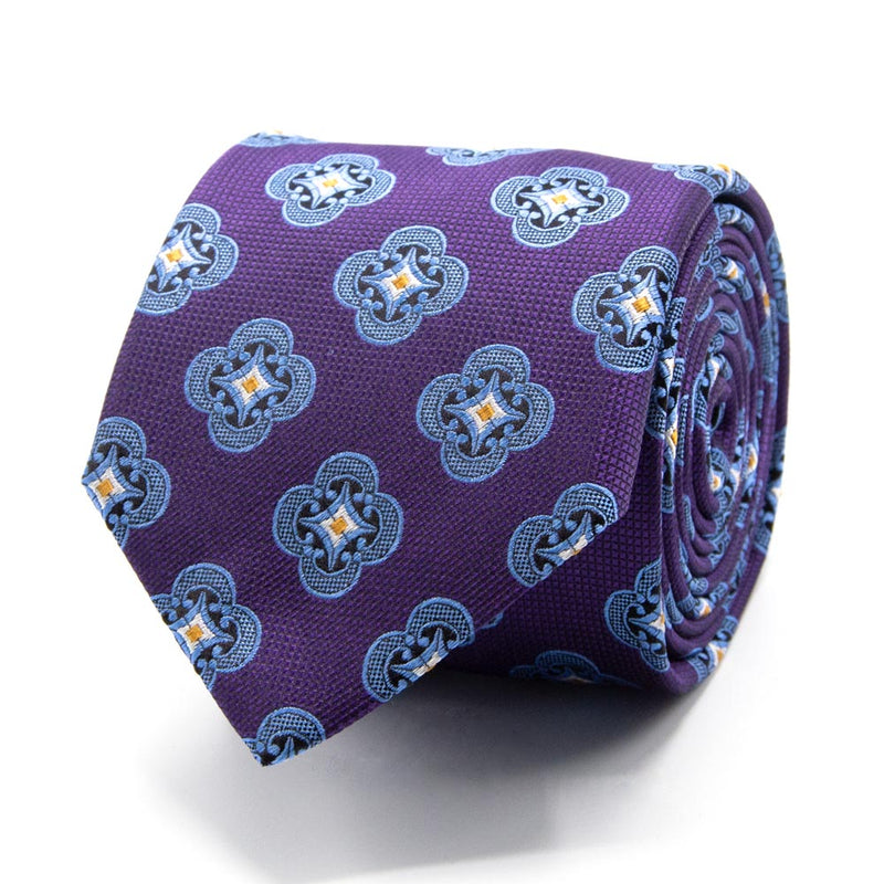 Seiden-Jacquard Krawatte in Ultra-Violet mit geometrischem Muster von BGENTS