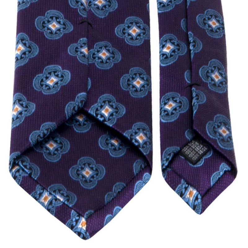 Seiden-Jacquard Krawatte in Ultra-Violet mit geometrischem Muster von BGENTS Rückseite