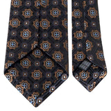 Schwarze Seiden-Jacquard Krawatte mit geometrischem Muster in Hellbraun von BGENTS Rückseite