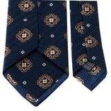 Marineblaue Seiden-Jacquard Krawatte mit geometrischem Muster von BGENTS Rückseite