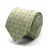 Seiden-Jacquard Krawatte in Olive mit lila Blüten-Muster von BGENTS