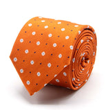 Seiden-Jacquard Krawatte in Orange mit Blüten-Muster von BGENTS