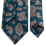 Petrolblaue Seiden-Jacquard Krawatte mit Paisley-Muster von BGENTS Rückseite