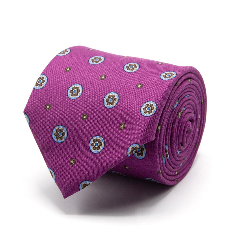 Krawatte aus Shantung-Seide in Pink mit Blüten-Muster von BGENTS