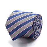 Blau/Rosa Gestreifte Seiden-Jacquard Krawatte von BGENTS