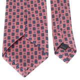 Rosa Twill-Krawatte aus reiner Seide mit geometrischem Muster von BGENTS Rückseite