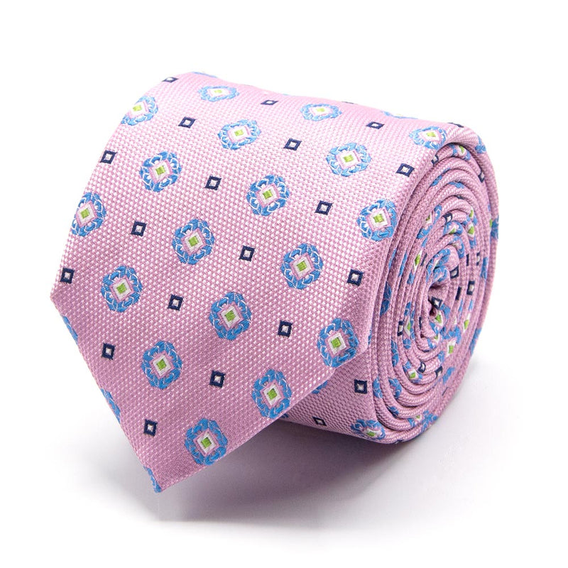 Rosa Seiden-Jacquard Krawatte mit geometrischem Muster von BGENTS