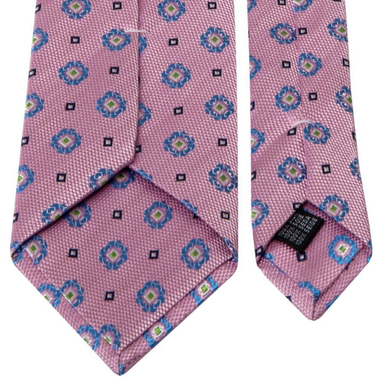 Rosa Seiden-Jacquard Krawatte mit geometrischem Muster von BGENTS Rückseite
