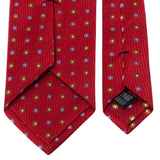Rote Seiden-Jacquard Krawatte mit Blüten-Muster von BGENTS Rückseite