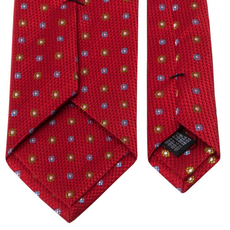 Rote Seiden-Jacquard Krawatte mit Blüten-Muster von BGENTS Rückseite