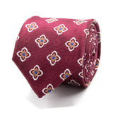 Weinrote Seiden-Jacquard Krawatte mit Blüten-Muster von BGENTS
