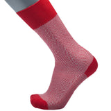 Feine Socken aus 100 % Baumwolle mit Fischgrätenmuster in Rot, Gr. 43/44 - BGENTS