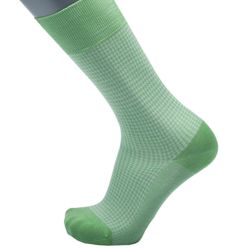 Feine Socken aus 100 % Baumwolle mit Hahnentrittmuster in Grün, Gr. 41/42 - BGENTS