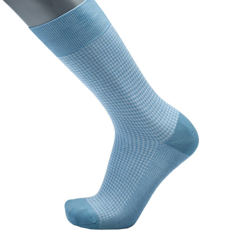 Feine Socken aus 100 % Baumwolle mit Hahnentrittmuster in Hellblau, Gr. 41/42 - BGENTS