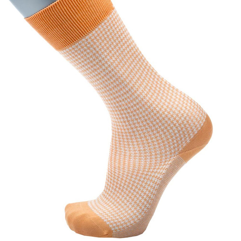 Feine Socken aus 100 % Baumwolle mit Hahnentrittmuster in Orange, Gr. 41/42 - BGENTS