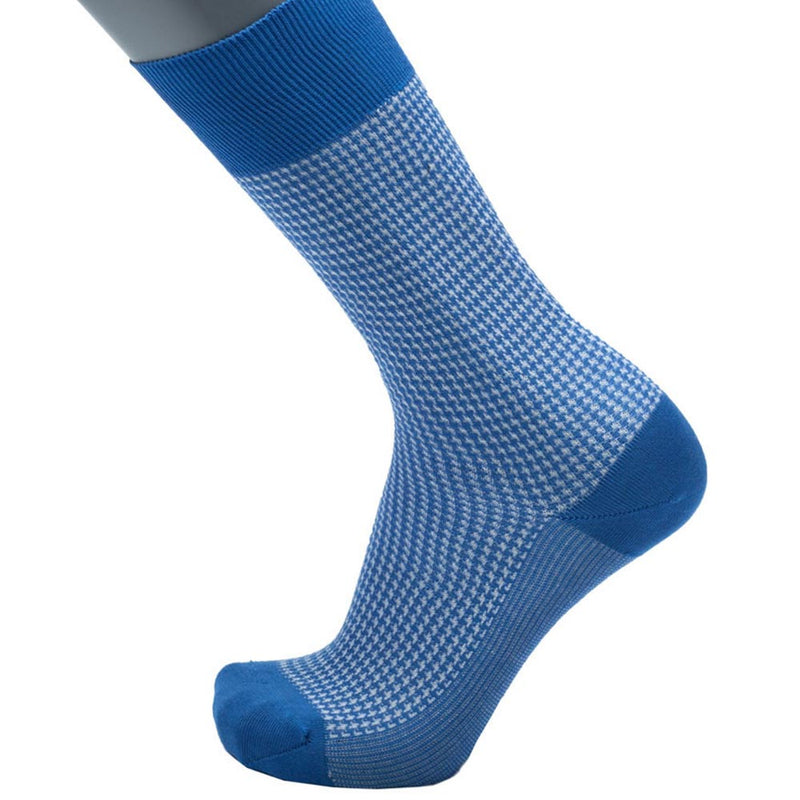 Feine Socken aus 100 % Baumwolle mit Hahnentrittmuster in Royalblau, Gr. 43/44 - BGENTS