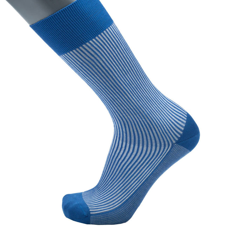 Feine Socken aus 100 % Baumwolle mit Streifenmuster in Royalblau, Gr. 43/44 - BGENTS