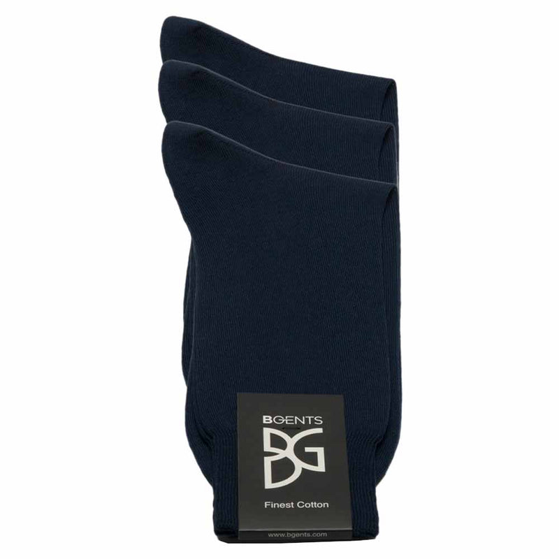 BGENTS Basic Baumwoll-socken im dreierpack  aus 100% mezeresierter Baumwolle in uni Dunkelblau Darstellung gelegt