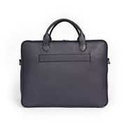 Akten- und Laptoptasche aus genarbtem Leder in Dunkelblau von BGENTS Rückseite